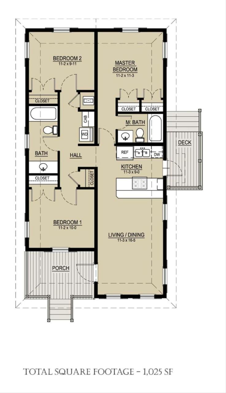 Cottage Style House Plan 3 Beds 2 Baths 1025 Sq/Ft Plan 5363