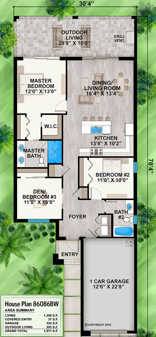 Contemporary Beach House Plan with Outdoor Living Space 86086BW