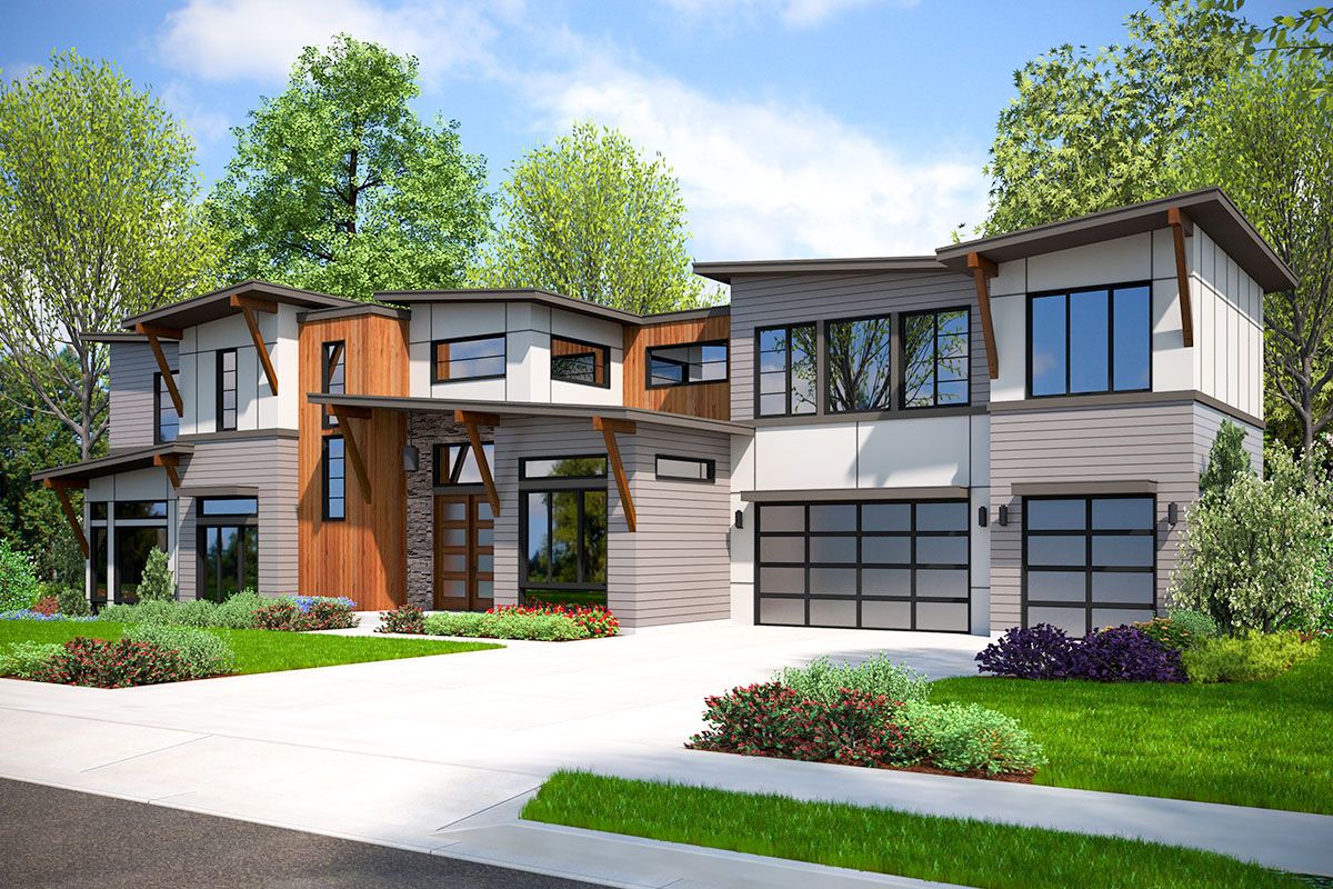Plan 23859JD TwoStory Contemporary Home Plan for Indoor / Outdoor