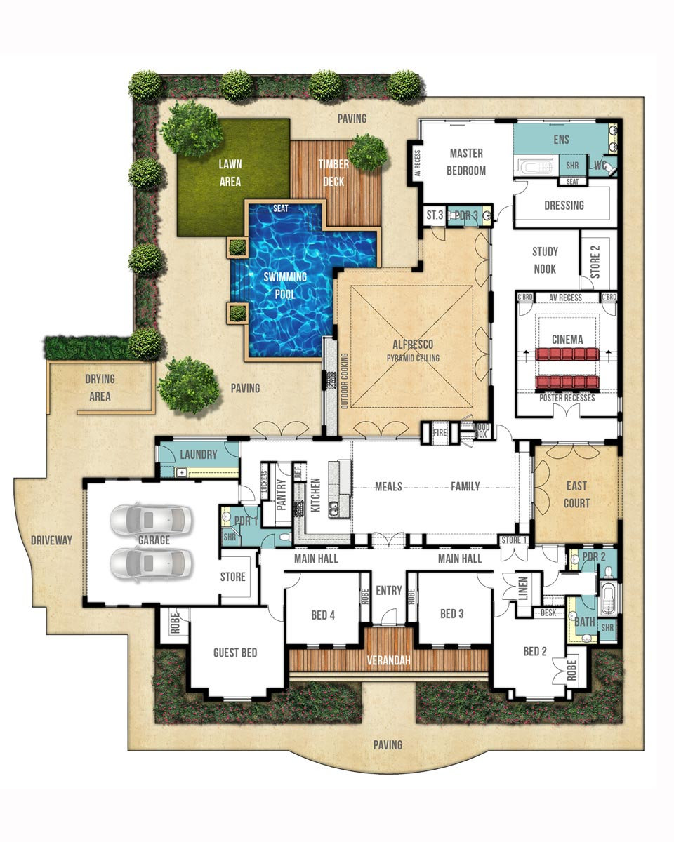 Single Storey Floor Plan with Huge Alfresco Boyd Design Perth