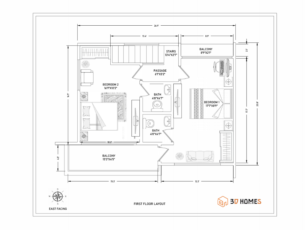 3D homes design 20x30 house plan duplex 20x30 house plans east