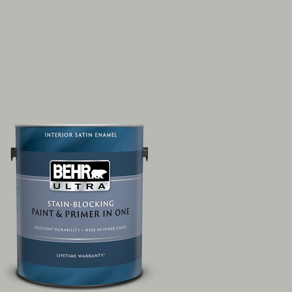 BEHR ULTRA 1 gal. PPU1811 Classic Silver Satin Enamel Interior Paint