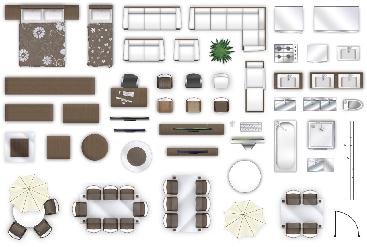 2d furniture floorplan top down view style... 3D Model