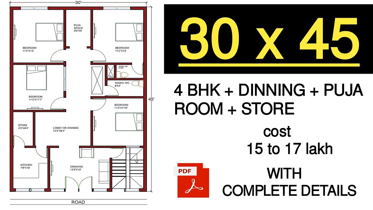 30x45 house plans 30 by 45 feet house plan 30 by 45 ka naksha
