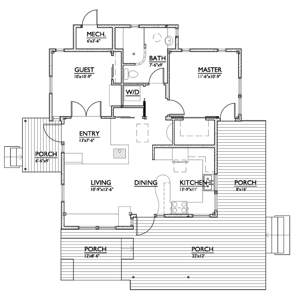 Modern Style House Plan 2 Beds 1 Baths 800 Sq/Ft Plan 8901