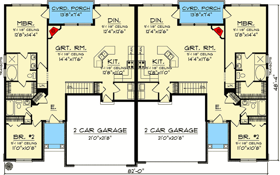 Plan 89295AH Duplex Home Plan with European Flair Duplex house plans