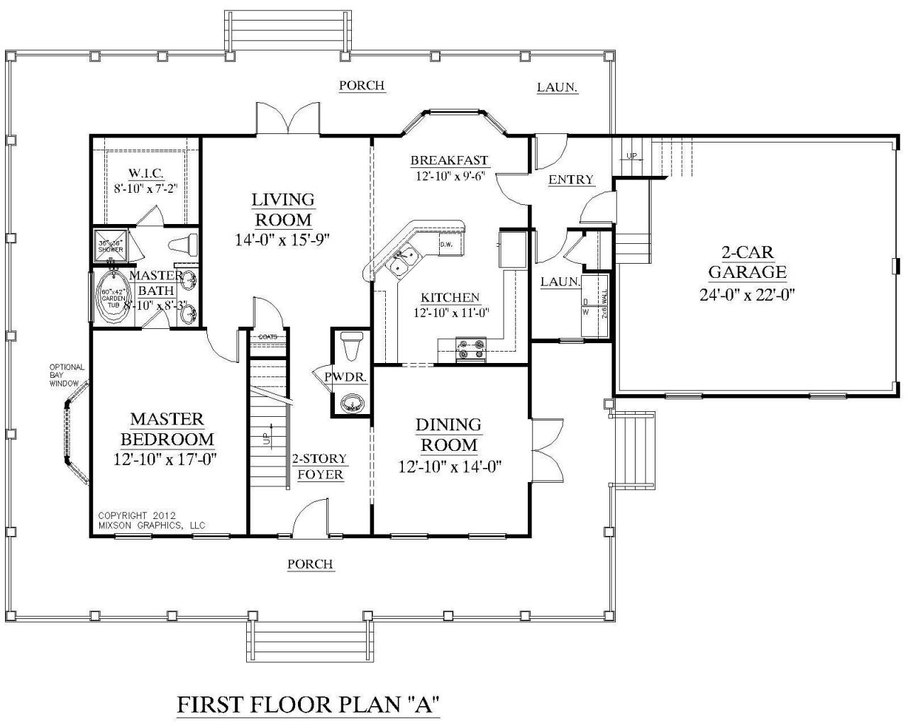 House Plan 2341A MONTGOMERY "A" first floor plan. Traditional 11/2