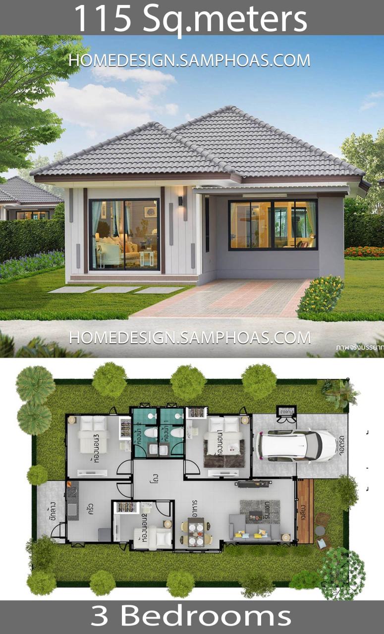 Modern 3 Bedroom Bungalow House Design With Floor Plan
