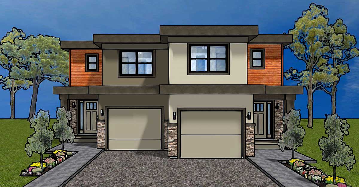 Duplex House Plan For The Small Narrow Lot 67718MG 2nd Floor Master