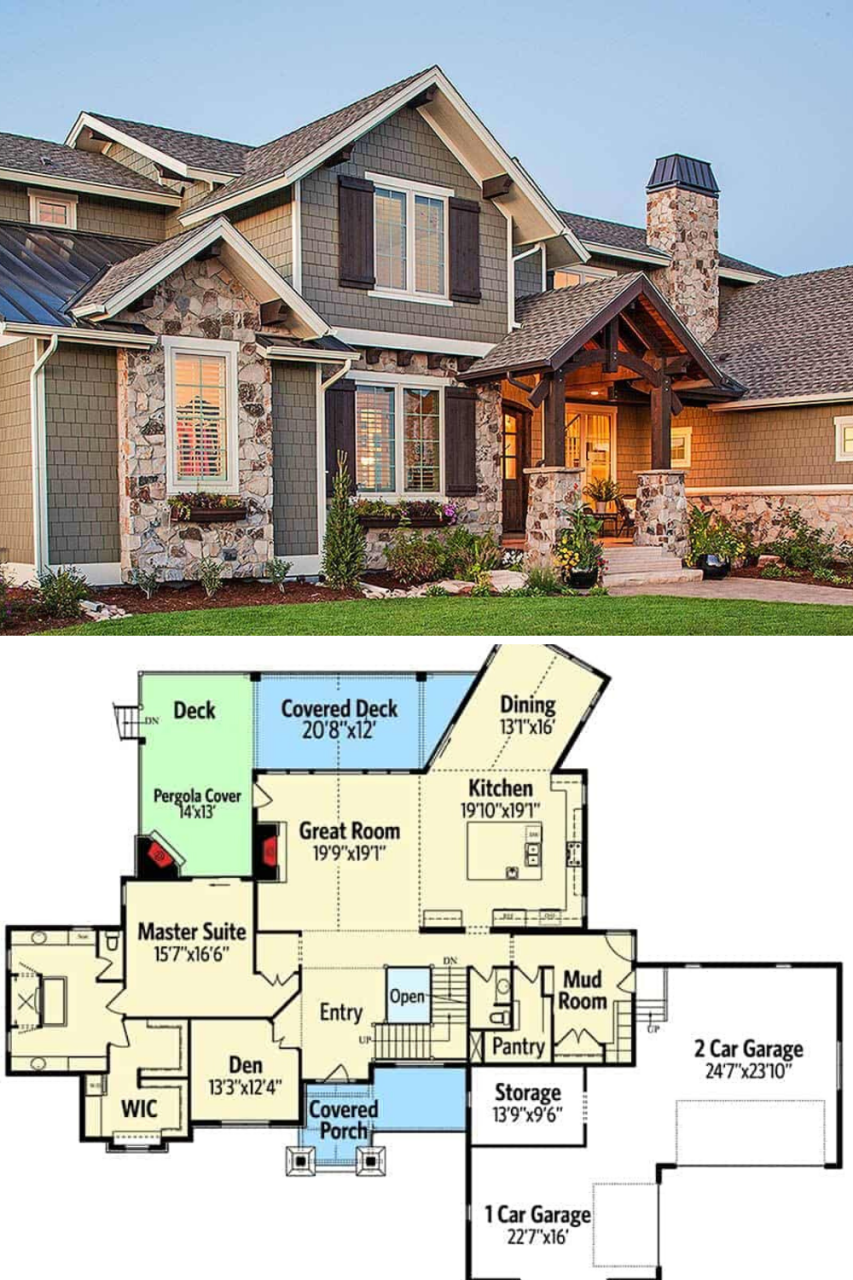 5 Bedroom TwoStory Traditional Home with Craftsman Appeal (Floor Plan