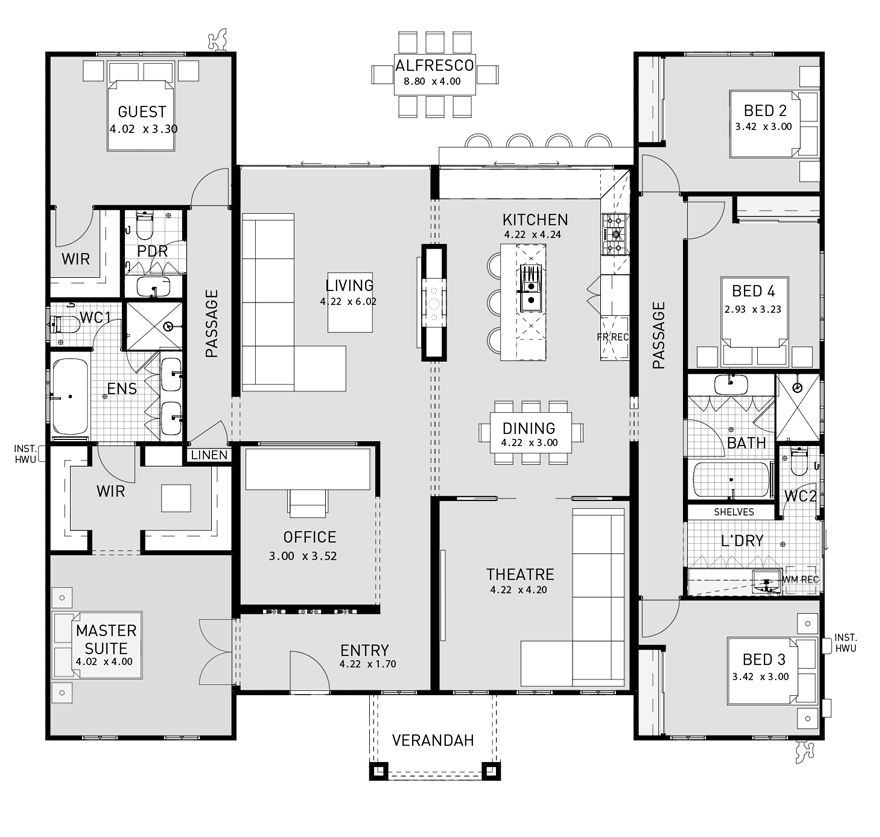 Modular residential building, WA Pindan Homes Modular home floor