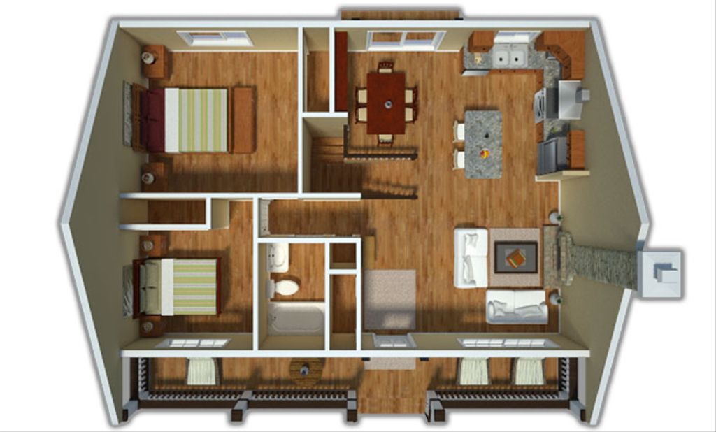 Country Style House Plan 2 Beds 1 Baths 900 Sq/Ft Plan 181027