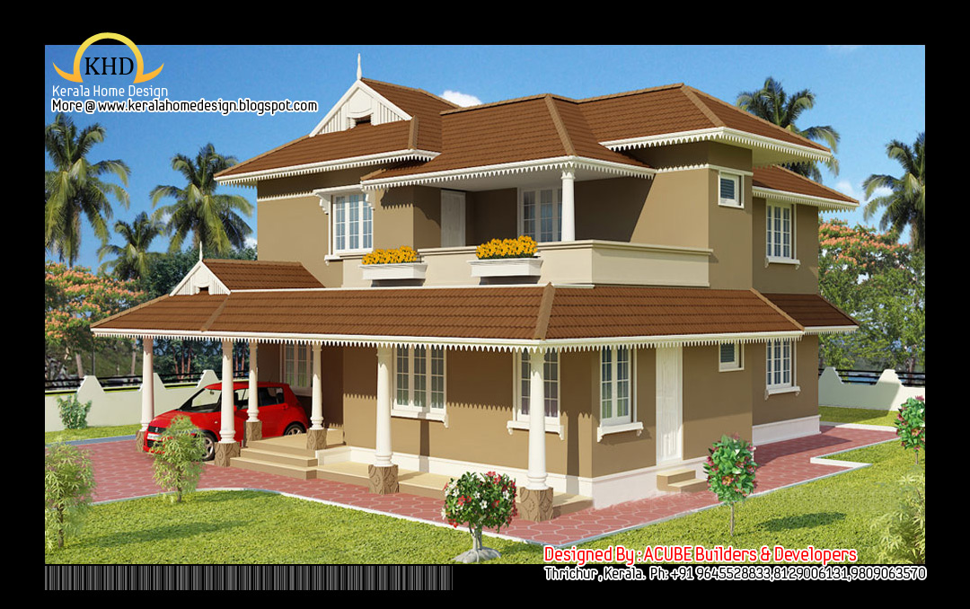 Duplex House Elevation 2400 Sq. Ft Kerala home design and floor