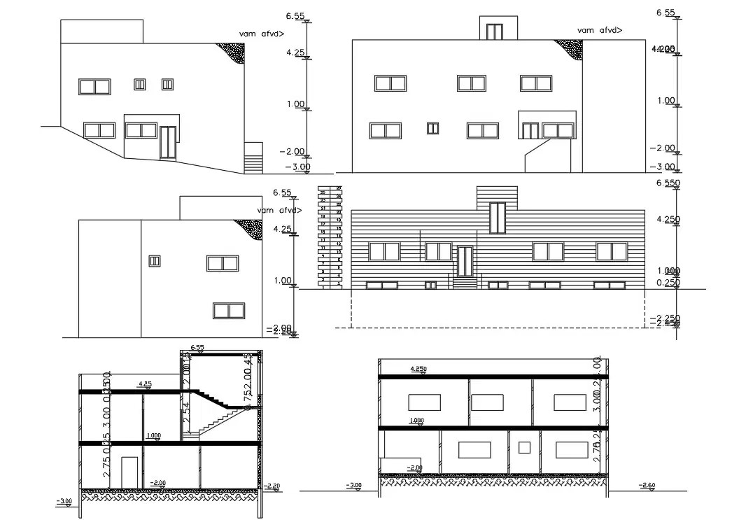 Wonderful Plan Section And Elevation Of Two Storey Residential Building ...