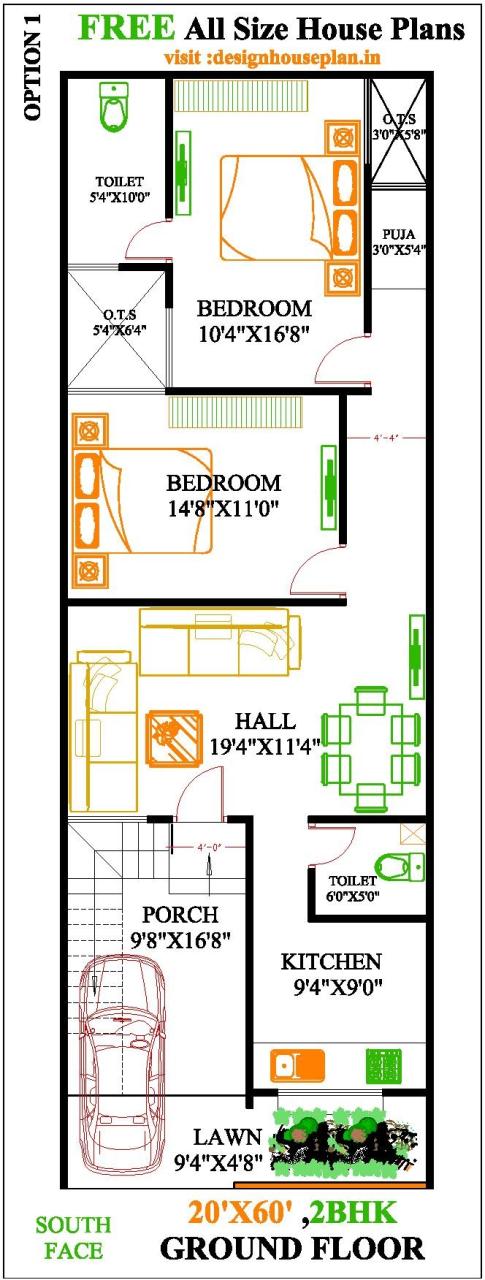 20 ft by 60 ft house plans 20x60 house plan 20 by 60 square feet