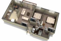 12160220250314-700-Square-Feet-House-Floor-Plans-3D-Layout-With-2-Bedroom Interior 3D Two Bedroom House Layout Design Plans (3 of 17 Photos)