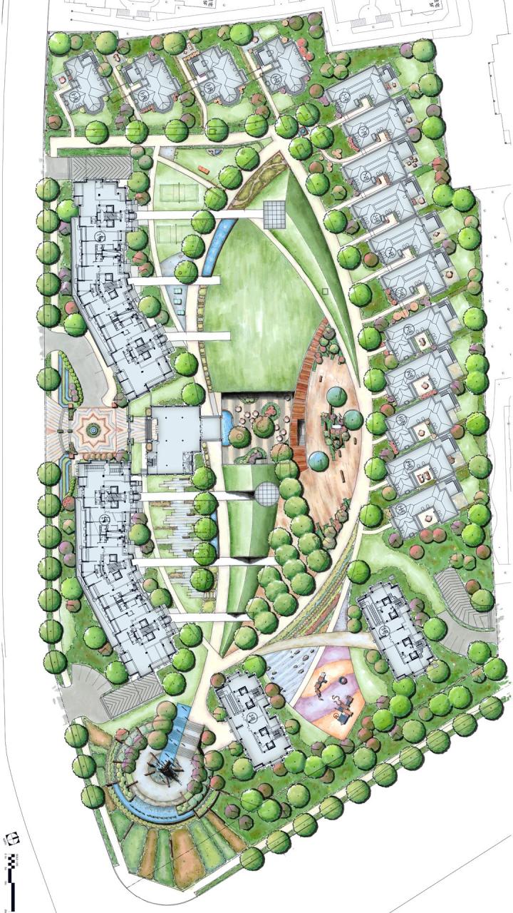 Yuyao residential site plan, showing units and open space. Kentsel