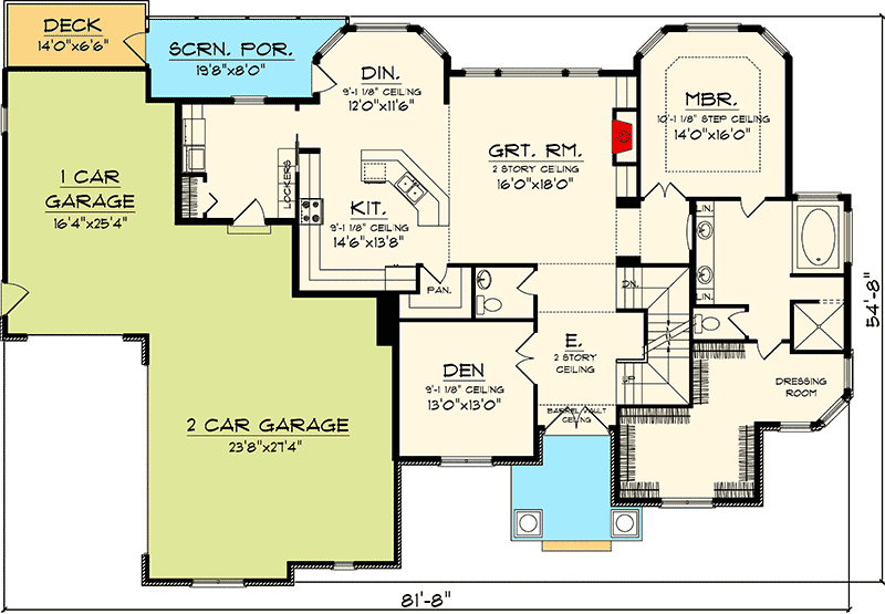 4Bedroom House Plan With 2Story Great Room 89831AH Architectural