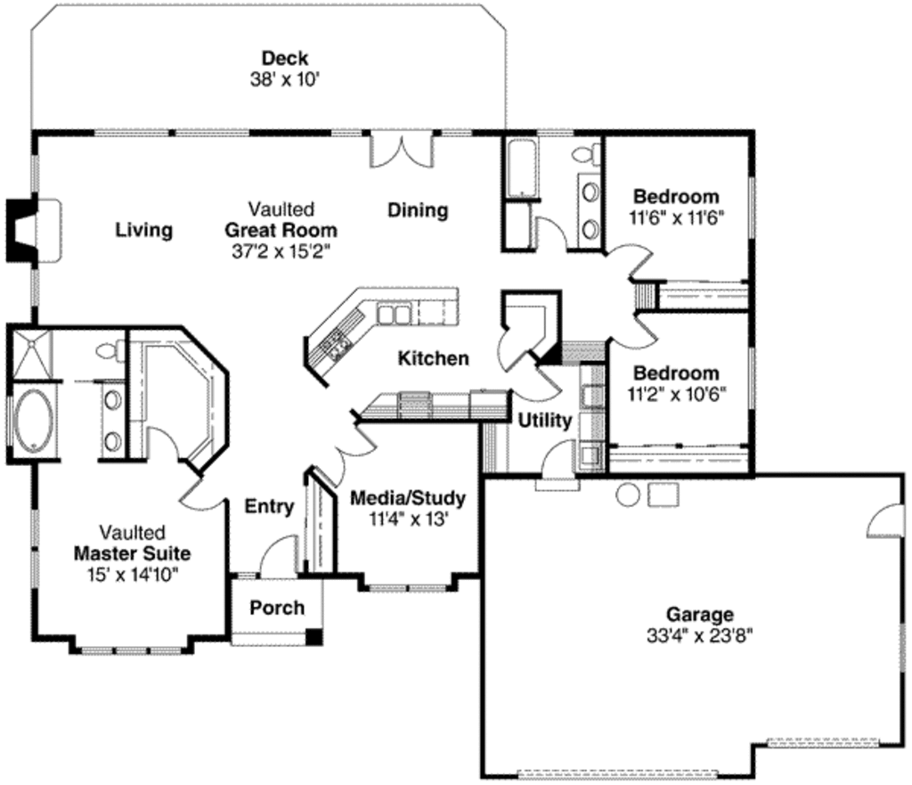 Modern Style House Plan 3 Beds 2 Baths 2035 Sq/Ft Plan 124278