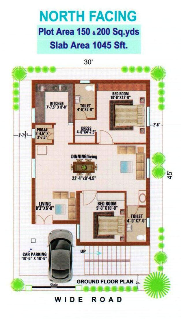 Image result for 2 bhk plan in 500 sq ft House plans, North facing