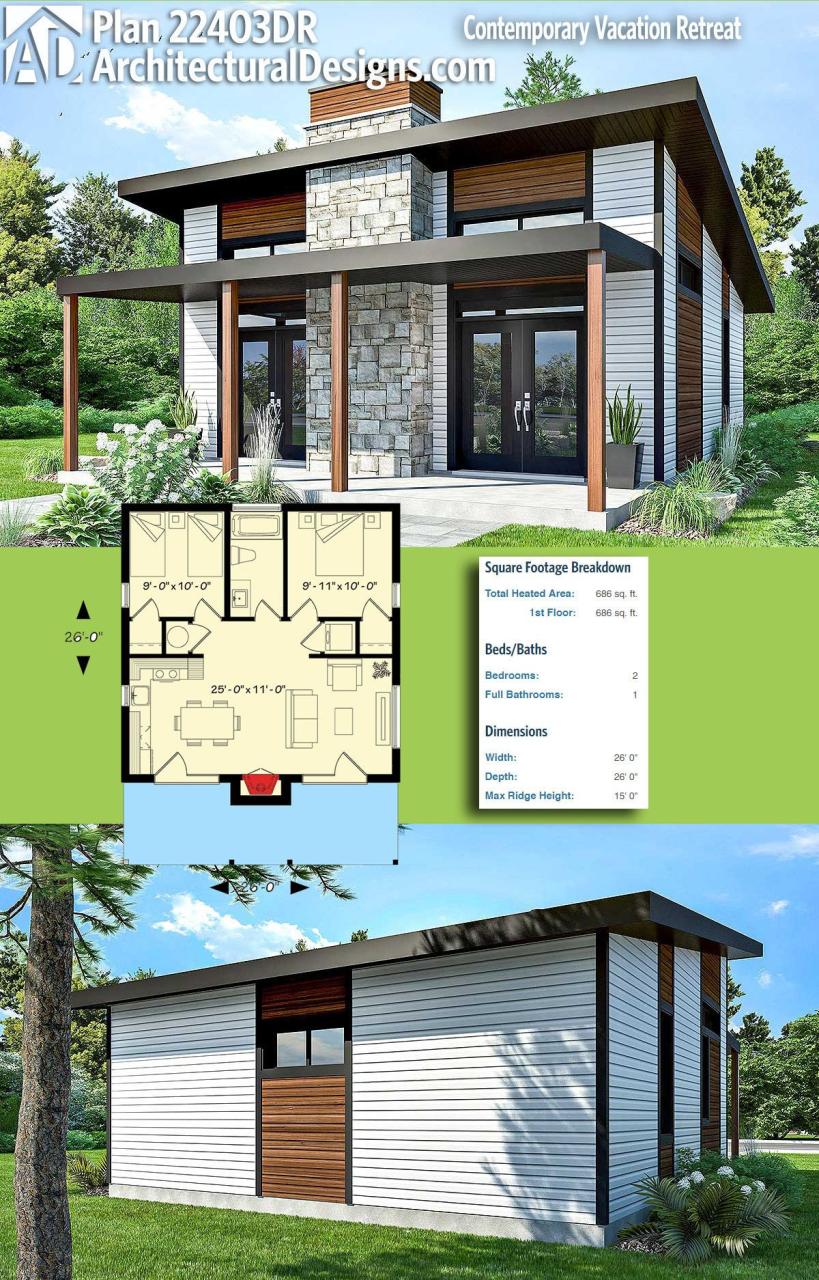 Plan 22403DR Contemporary Vacation Retreat Modern house plans