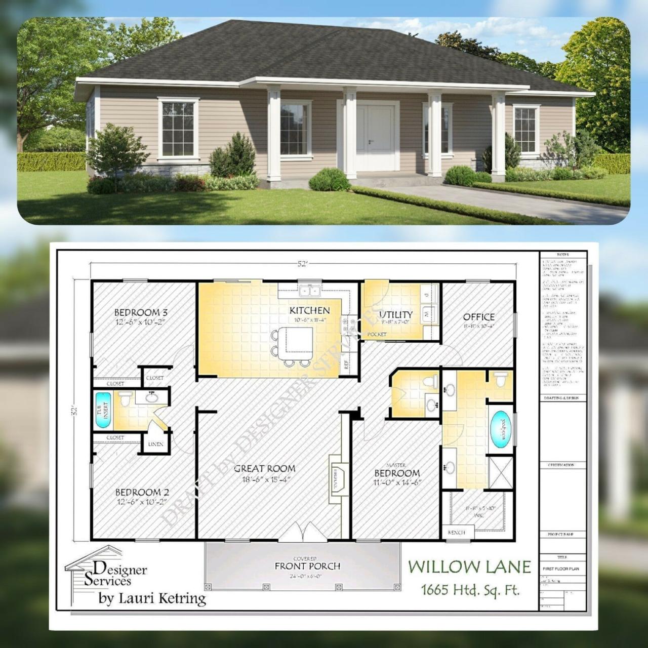 Willow Lane Custom Home House Plan,1650 Sq Ft eBay Building plans