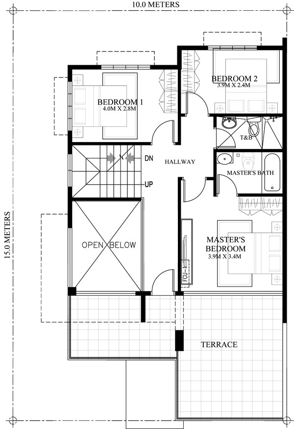 Prosperito Single Attached Two Story House Design with Roof Deck (MHD