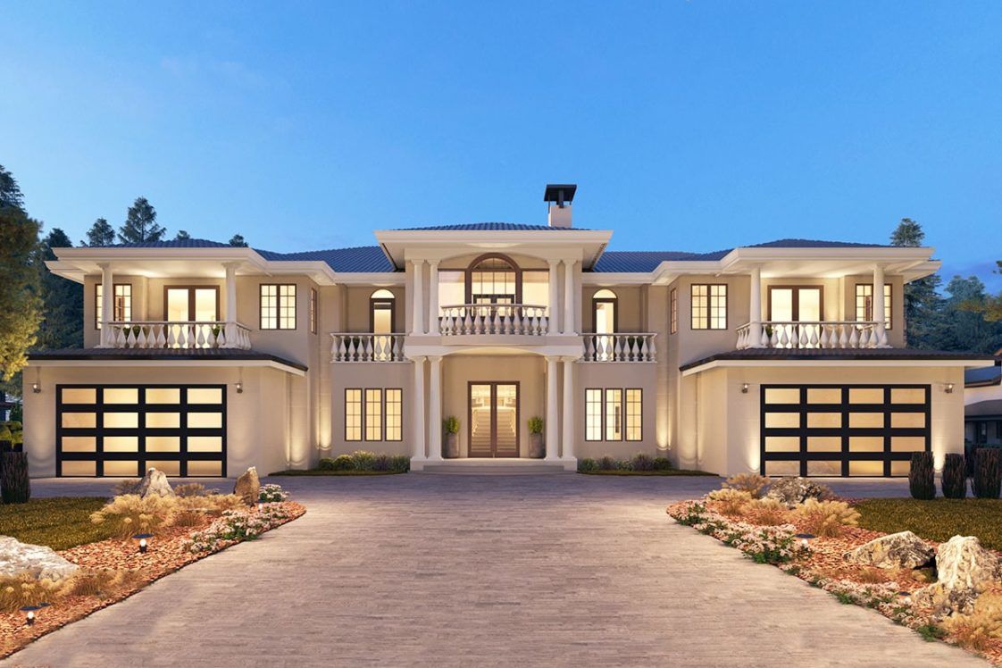 TwoStory 10Bedroom Luxury European Home with Balconies and Lower
