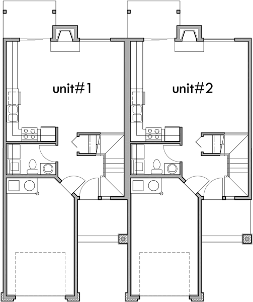 Two Bedroom Duplex Plans Garage and Bedroom Image
