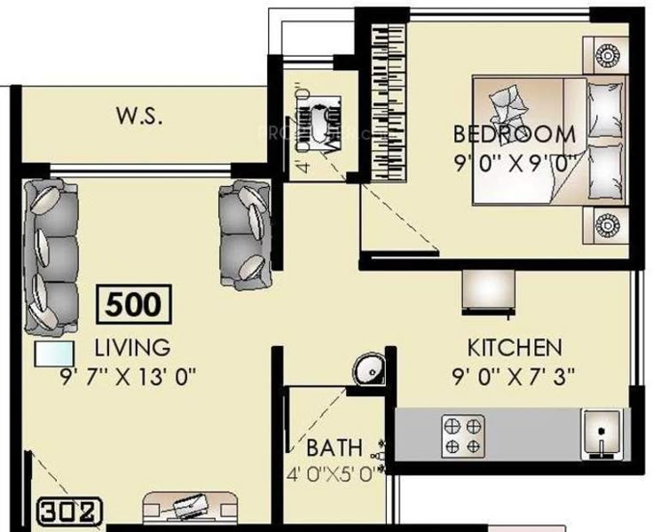 500 sq ft 1 BHK Floor Plan Image Dream Home Enterprises Dream Park