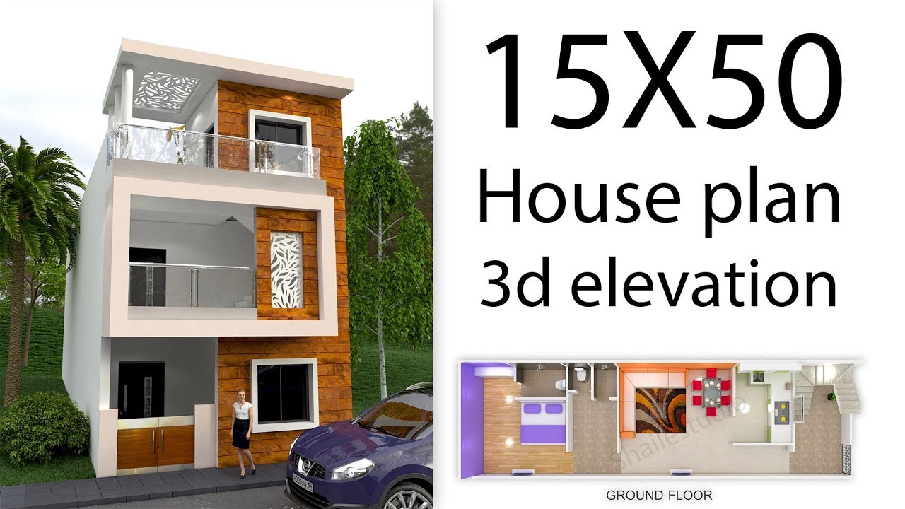 15X50 750 SQFT House plan with 3d elevation by nikshail YouTube