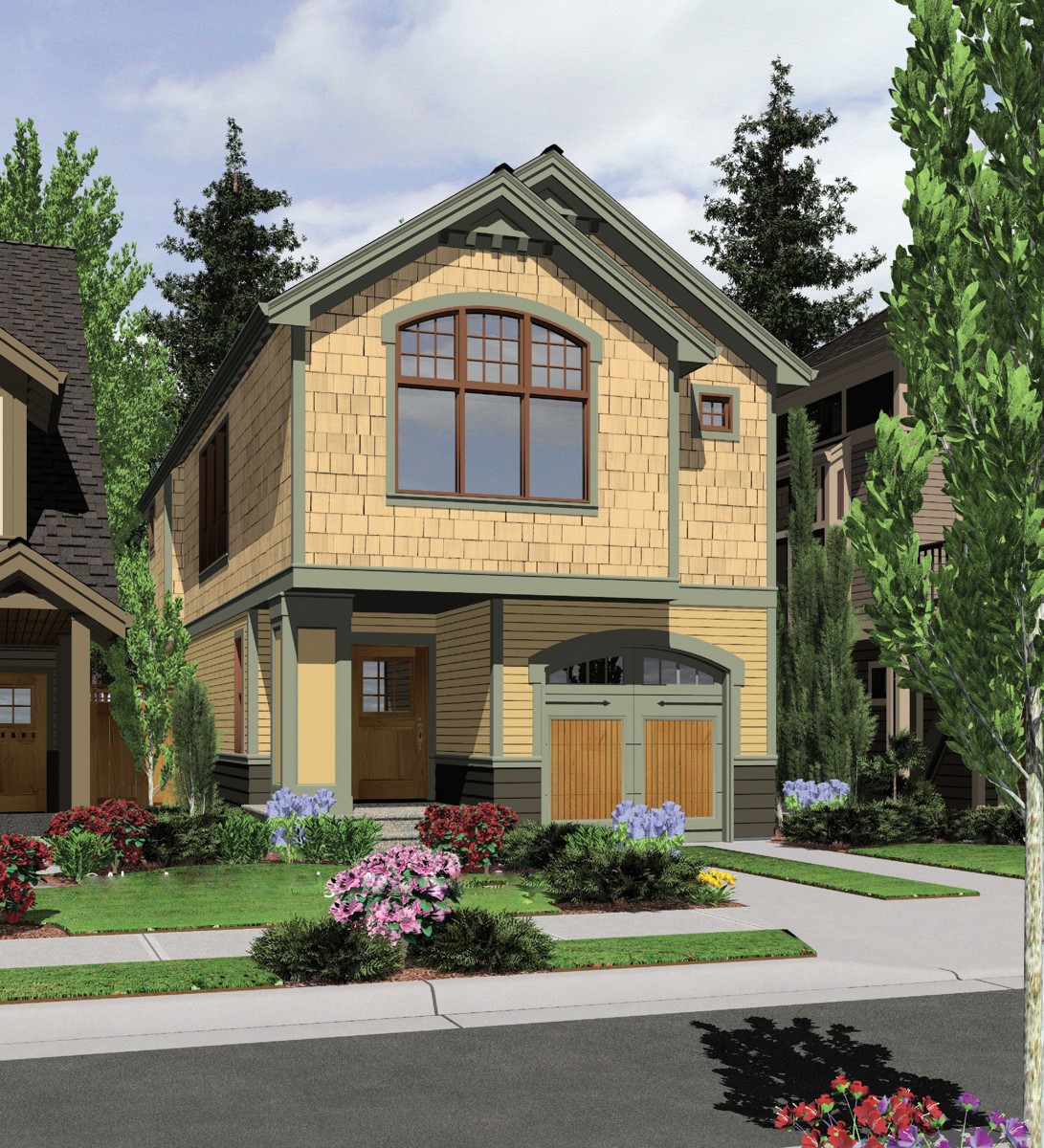A Charming Home Plan for a Narrow Lot 6992AM Architectural Designs