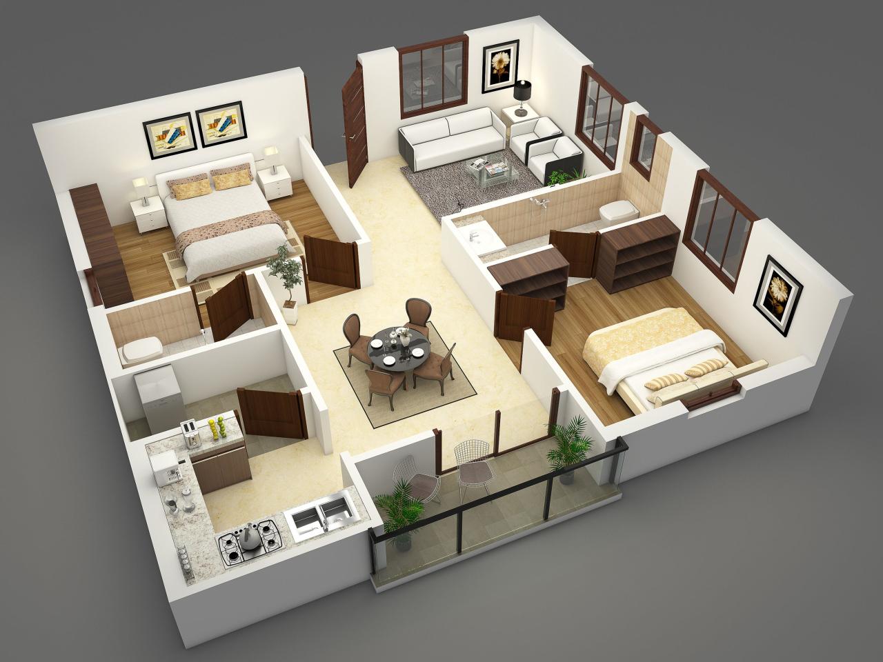 3D Floor Plans on Behance House blueprints, Denah lantai rumah, Denah