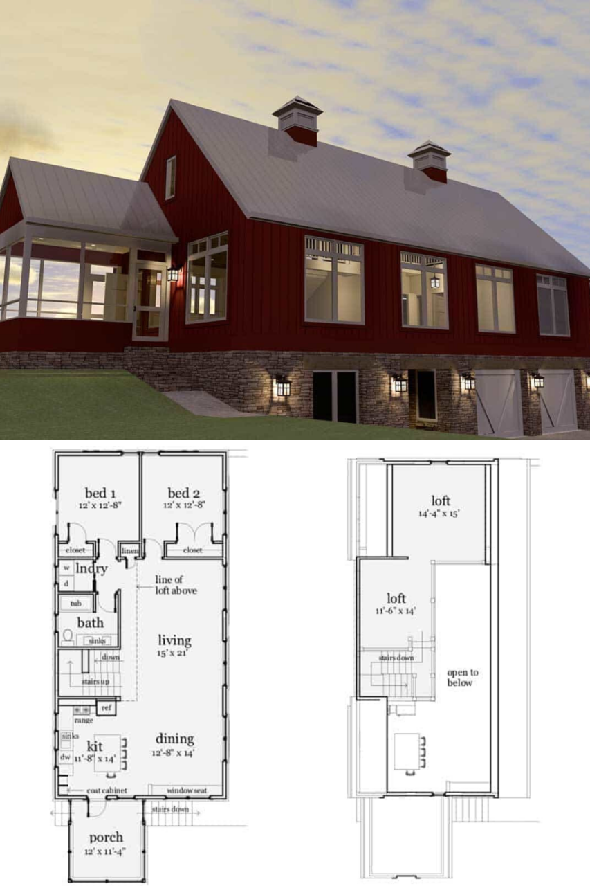 3Bedroom TwoStory Modern Barndominium (Floor Plan) Vacation house