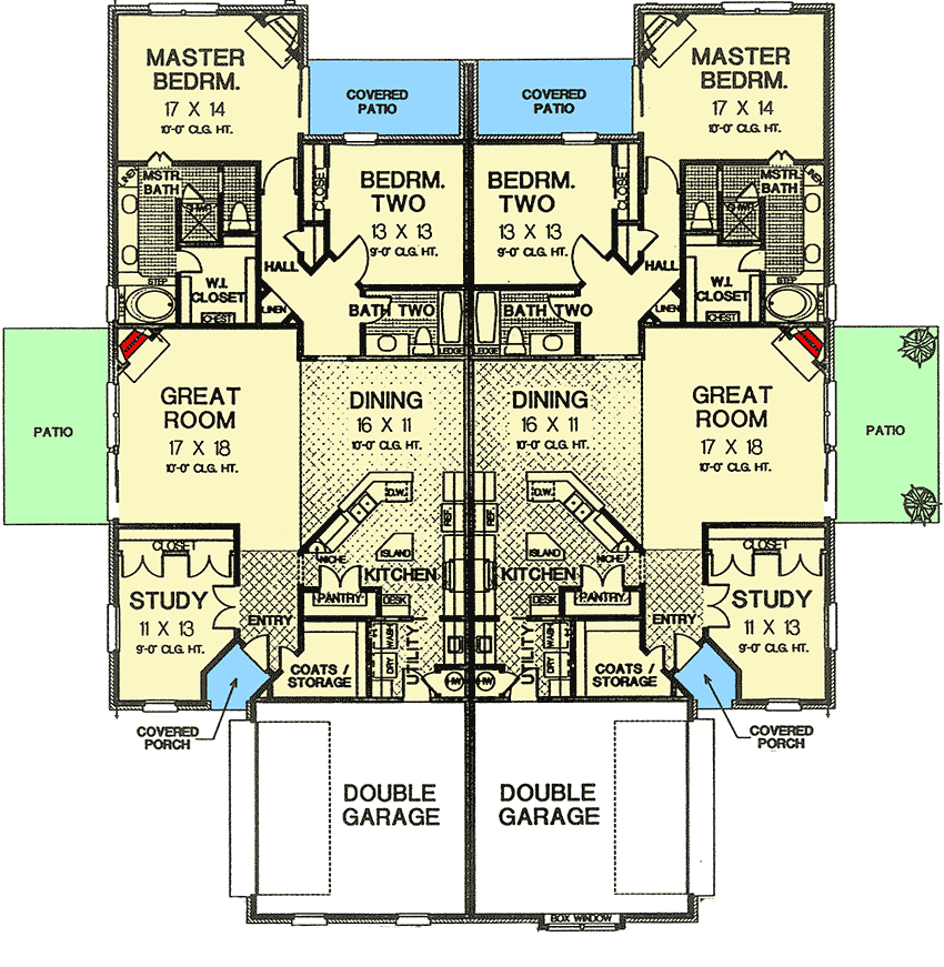 European Duplex 48268FM Architectural Designs House Plans