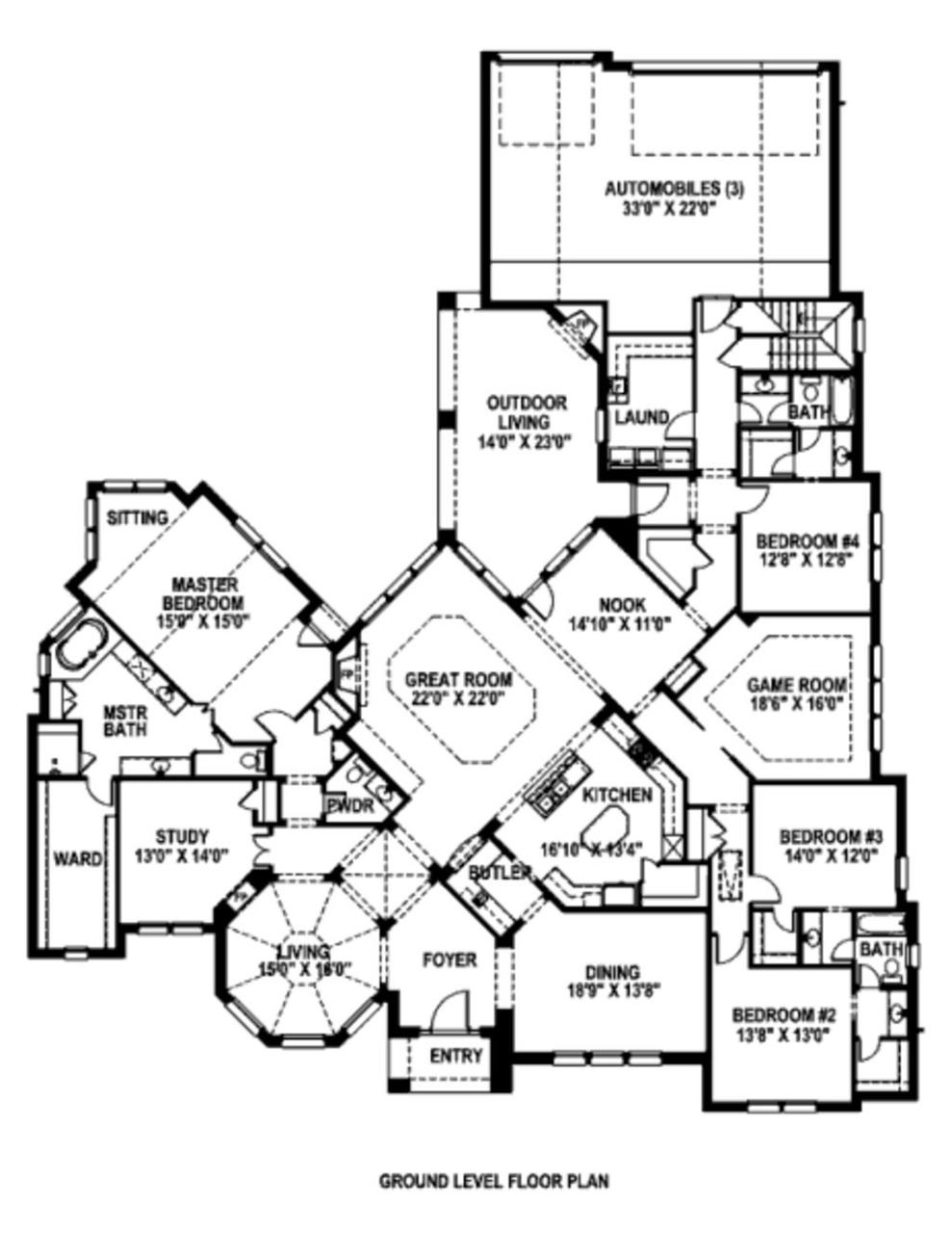 European Style House Plan 4 Beds 3.5 Baths 4405 Sq/Ft Plan 141296