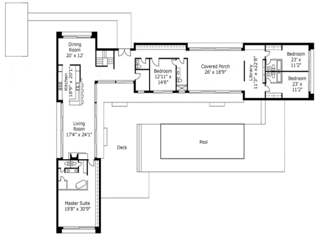 L Shaped House Plans — Shaped Room Designs, Remodel and Decor Pool