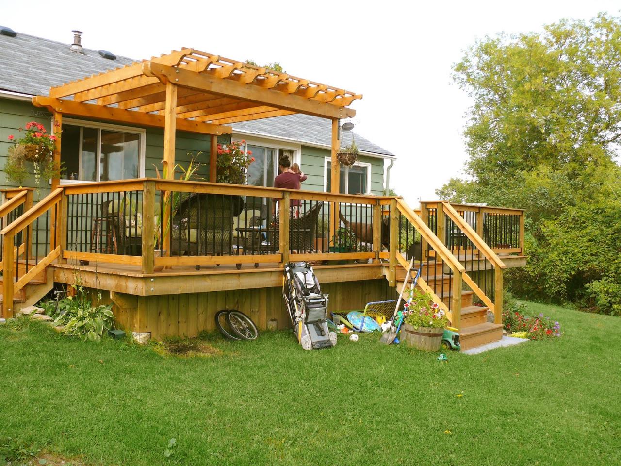 Decks, Sheds and More Cedar deck with pergola