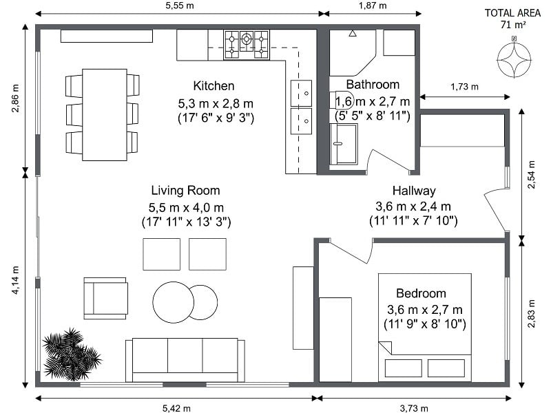 Simple Floor Plan With Dimensions In Feet Use of architectural or