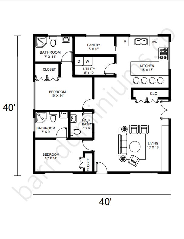 40x40 Barndominium Floor Plans Barndominium Homes
