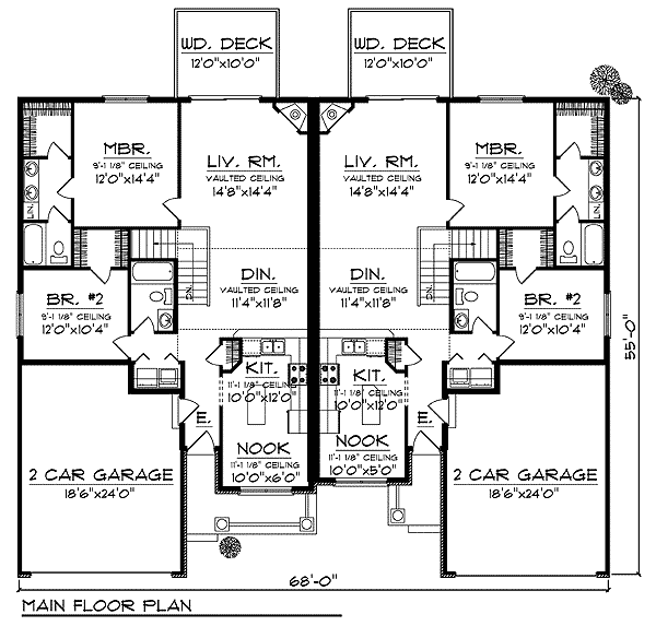 Duplex Home Plan with Curb Appeal 89294AH Architectural Designs