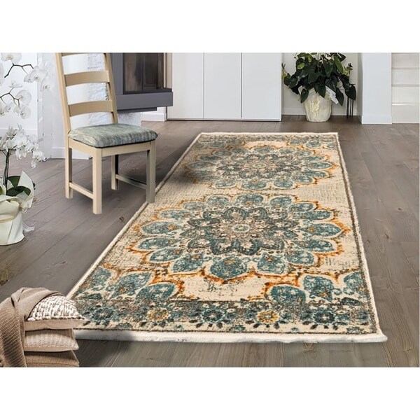 Shop Blueberry bloom Vintage Area Rug 2'6" x 7'9" Free Shipping