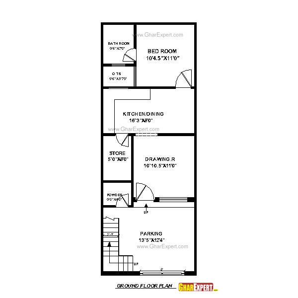 House Plan for 15 Feet by 50 Feet plot (Plot Size 83 Square Yards)
