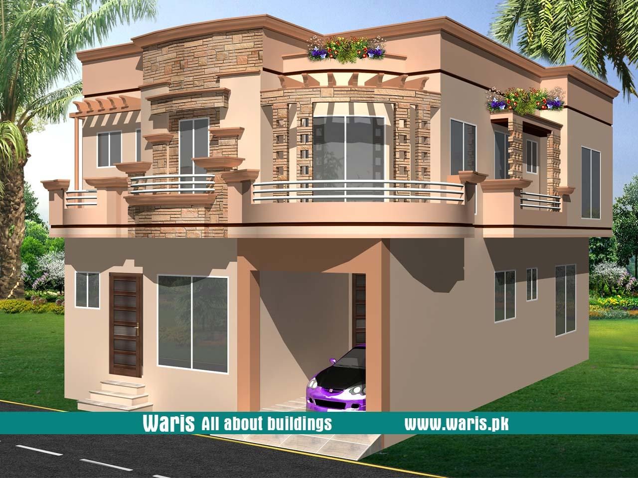 Waris House 3d View Elevation 30X45 in Gujranwala, Pakistan Small