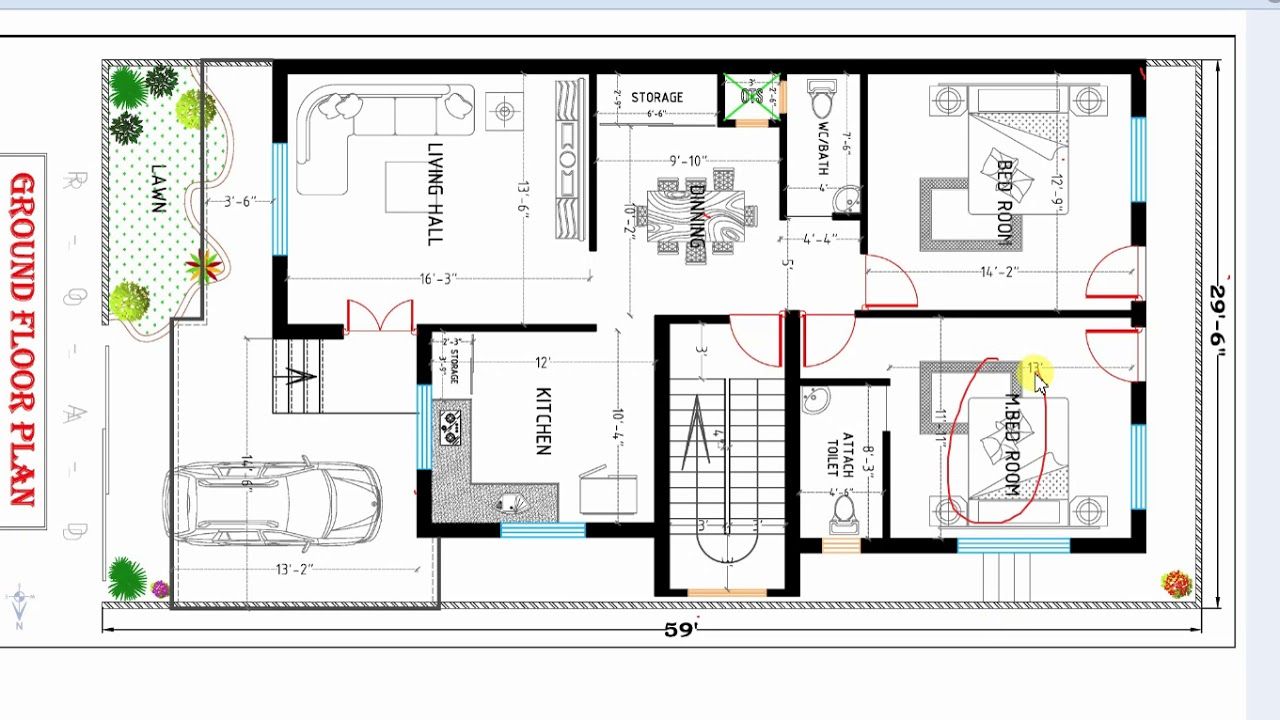 1800 SQ FT 2BHK HOUSE PLAN WITH DINING AND CAR PARKING 2bhk house