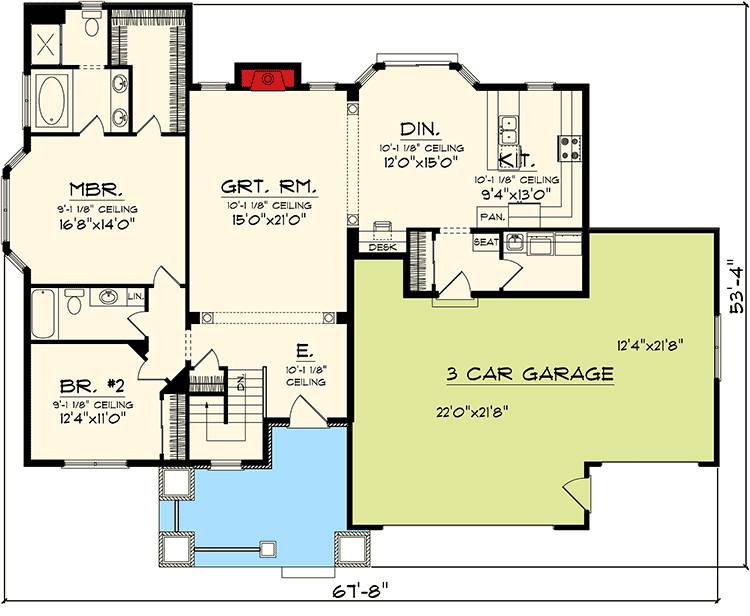 2 Bedroom Craftsman Ranch 89862AH Architectural Designs House Plans