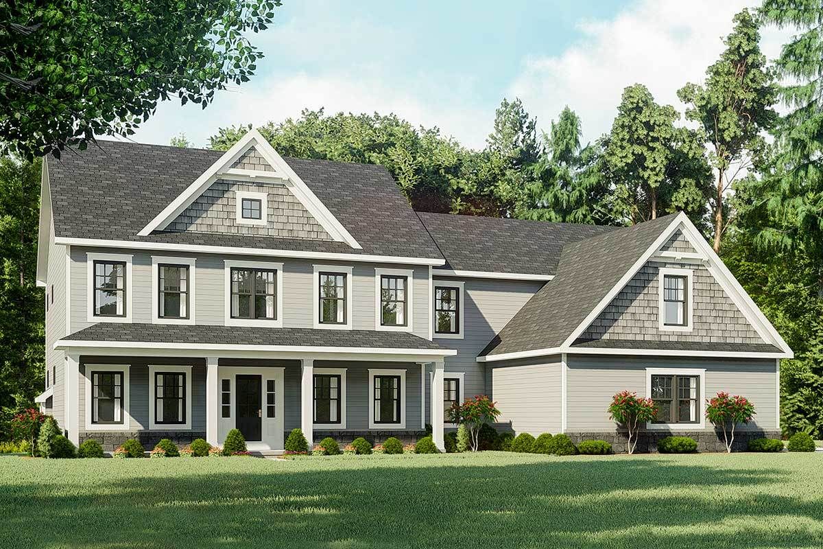 Plan 790020GLV TwoStory Country House Plan with Elongated Front Porch