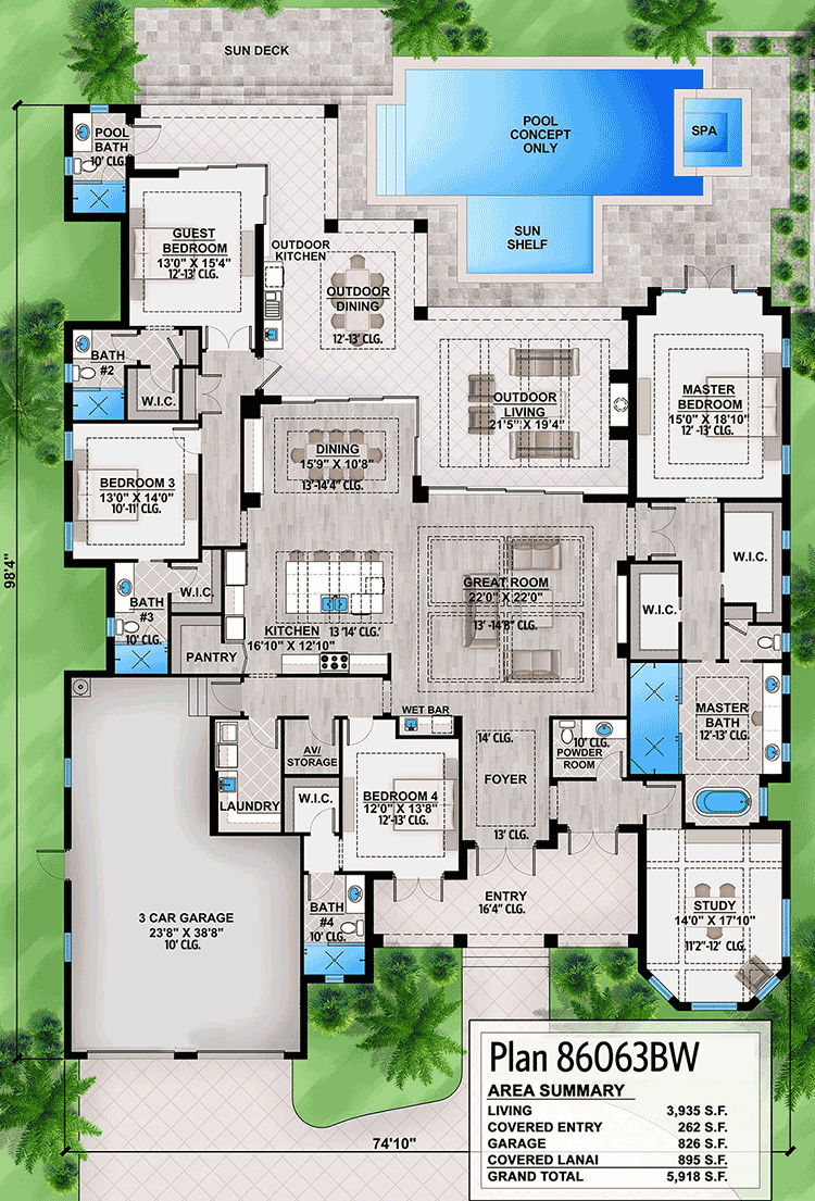 Southern House Plan With IndoorOutdoor Living Spaces 86063BW