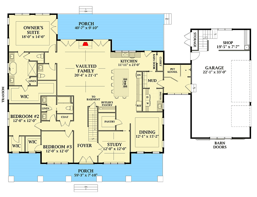 5Bedroom Farmhouse Plan with Optional Garage Loft 46354LA