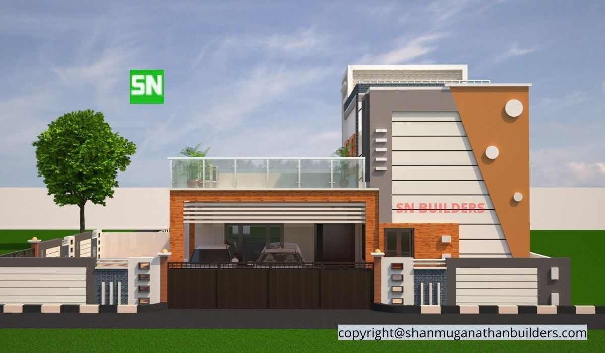 35 x 50 ft elevation design for north facing house House balcony